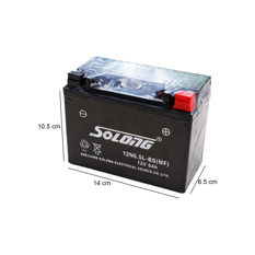 Batería para motocicleta 12N6.5L-BS-MF 12V 6Ah Solong - Miniatura 2