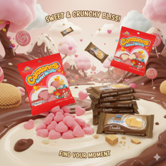 Gomitas corazones Guandy (2 x 20 g) + Galletas sándwich con crema sabor a chocolate Cremelo Mrs. Bector's Cremica (440 g / 15.5 oz) - Miniatura 4