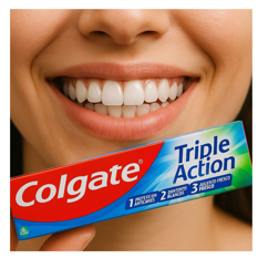 Pasta de dientes triple acción sabor menta intenso Colgate (2 x 75 ml) - Miniatura 5
