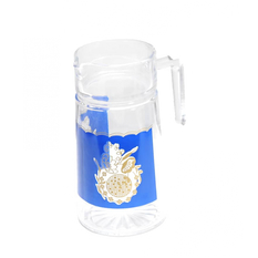 Juego de jarra y vasos de cristal con diseño azul y dorado - Miniatura 3