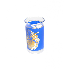 Juego de jarra y vasos de cristal con diseño azul y dorado - Miniatura 4