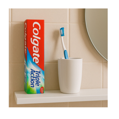 Pasta de dientes triple acción sabor menta intenso Colgate (2 x 75 ml) - Miniatura 4