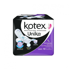 Toallas femeninas con alas Kotex Unika Nocturna (10 U) - Miniatura 2