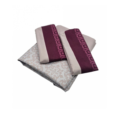 Juego de 3 piezas de sábanas estampadas color rosa palo y rojo vino Multisell - Miniatura 3