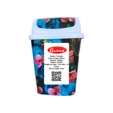 Cesto de basura floreado para meseta con tapa oscilante Gutza (1 U) - Miniatura 4