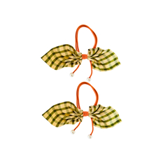 Lazos para el cabello verde olivo a cuadros Cora (2 U) - Miniatura 3