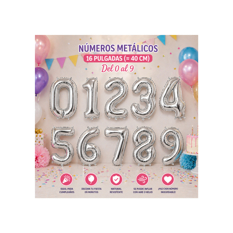 Globo plateado número 4 Balloon (16 pulgadas) - Miniatura 4