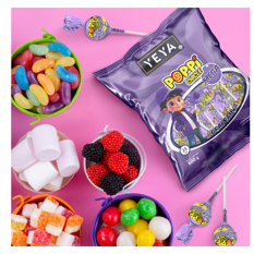 Chupa chupas con relleno de chicle sabor uva YEYA (5 x 600 g / 1.32 lb) - Miniatura 3