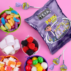 Chupa chupas con relleno de chicle sabor uva YEYA (600 g / 1.32 lb) - Miniatura 6