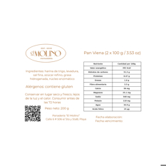 Pan Viena El Molino (2 x 100 g / 3.53 oz) - Miniatura 2