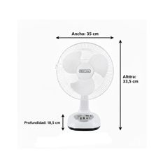 Ventilador blanco recargable 12" Royal RA12RSL - Miniatura 4