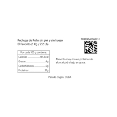 Pechuga de pollo sin piel y sin hueso El Favorito (1 kg / 2.2 lb) - Miniatura 4