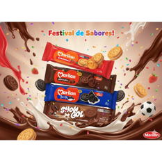 Galletas dulces sabor vainilla y chocolate Marilan + Galletas sabor chocolate rellenas con crema sabor a chocolate Show Gol (76 g / 2.68 oz) - Miniatura 5