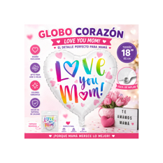 Globo en forma de corazón con cartel de Love you mom Balloon (17 pulgadas) - Miniatura 4