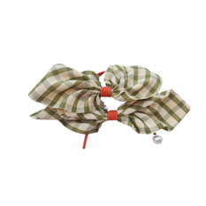 Lazos para el cabello verde olivo a cuadros Cora (2 U) - Miniatura 2