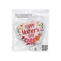 Globo en forma de corazón con cartel de Happy mother´s day Balloon (17 pulgadas) - Miniatura 2
