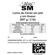 Lomo de cerdo sin hueso y sin piel May SM (907 g / 2 lb) - Miniatura 3