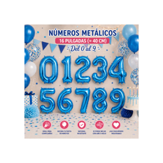 Globo azul número 9 Balloon (16 pulgadas) - Miniatura 4
