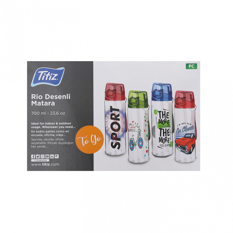 Botella estampada para agua color azul Titiz - Miniatura 2