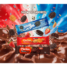 Galletas dulces sabor chocolate y vainilla Marilan + Galletas rellenas con crema sabor vainilla Show Gol (76 g / 2.68 oz) - Miniatura 5